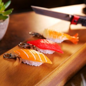 Sushi Charm Ktactical Trio Salmon Tuna Shrimp sushi gun mount keychain 4-min