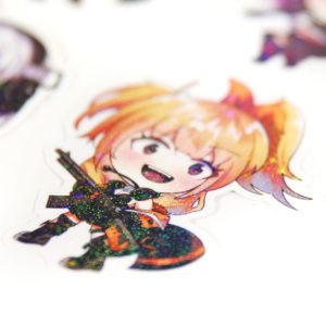 Ktactical anime kawaii chibi stickers cute waterproof glitter sparkle stickers kawaii guns gun ar 2-min