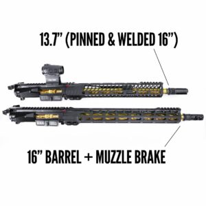 13 inch pinned and welded complete upper ktactical tin gold barrel spiral fluted rifle legal barrel light weight 6-min